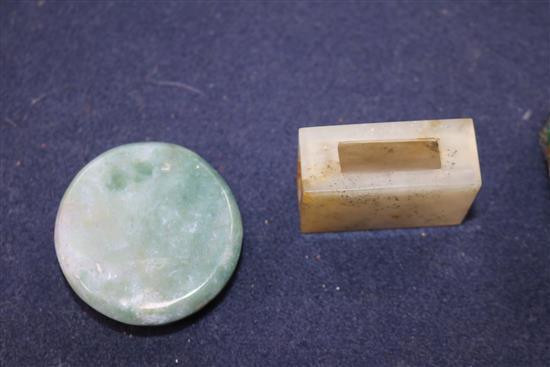 Two Chinese jades and two hardstone items (4)